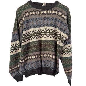 Vintage Cosby Sweater Medium/Large Geometric XO Knit Crewneck